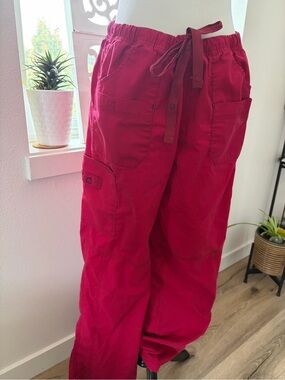 Women’s Drawstring Cargo Joggers in Deep Red